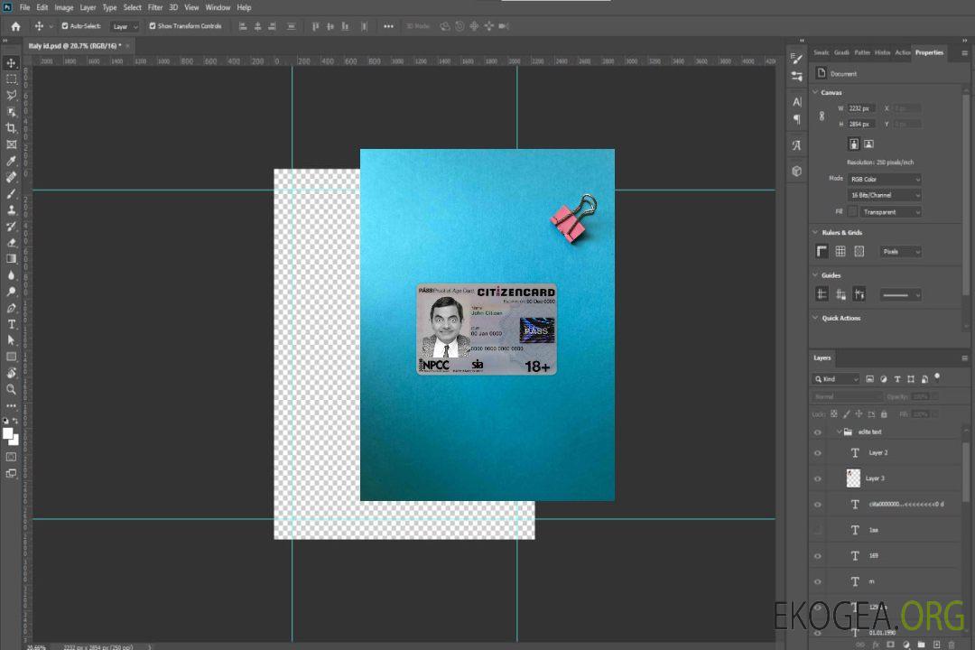 United Kingdom Pass CitizenCard (carte de preuve d'âge) photolook AVANT template